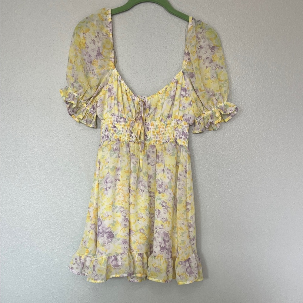Floral Yellow and Purple Women's Dress